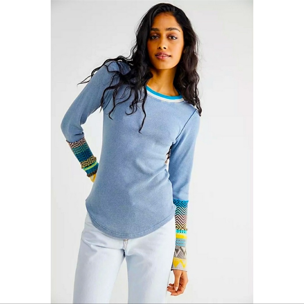 Free People We The Free Alpine Cuff Tee Eventide Combo XS